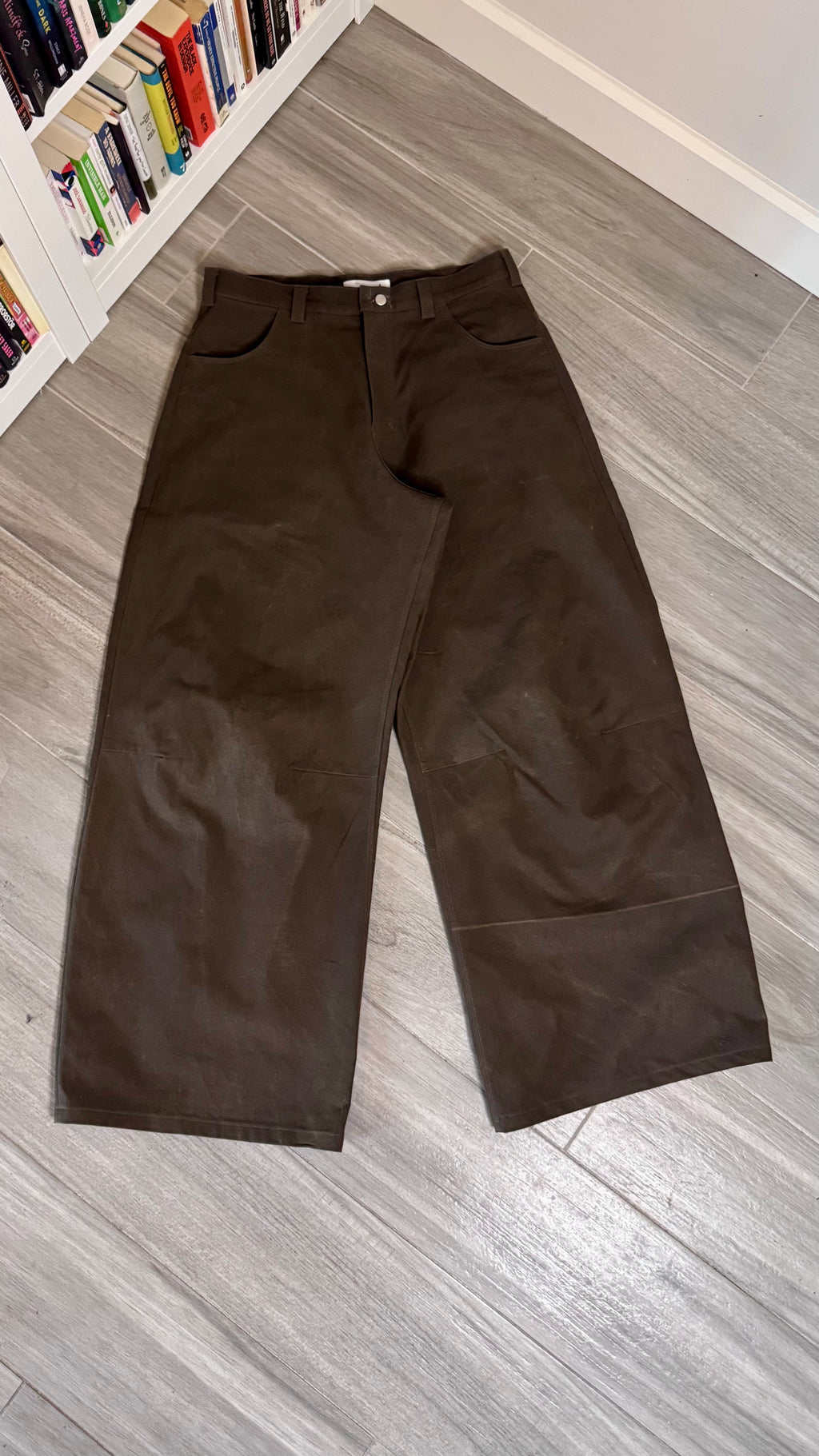 Canvas Wide Leg Knee Dart Pants