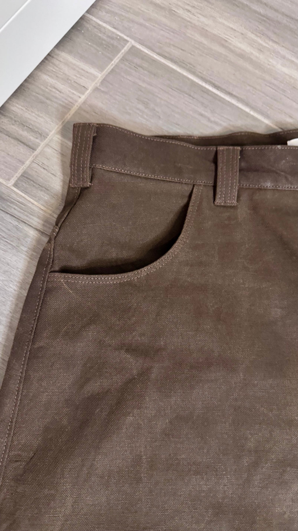 Canvas Wide Leg Knee Dart Pants