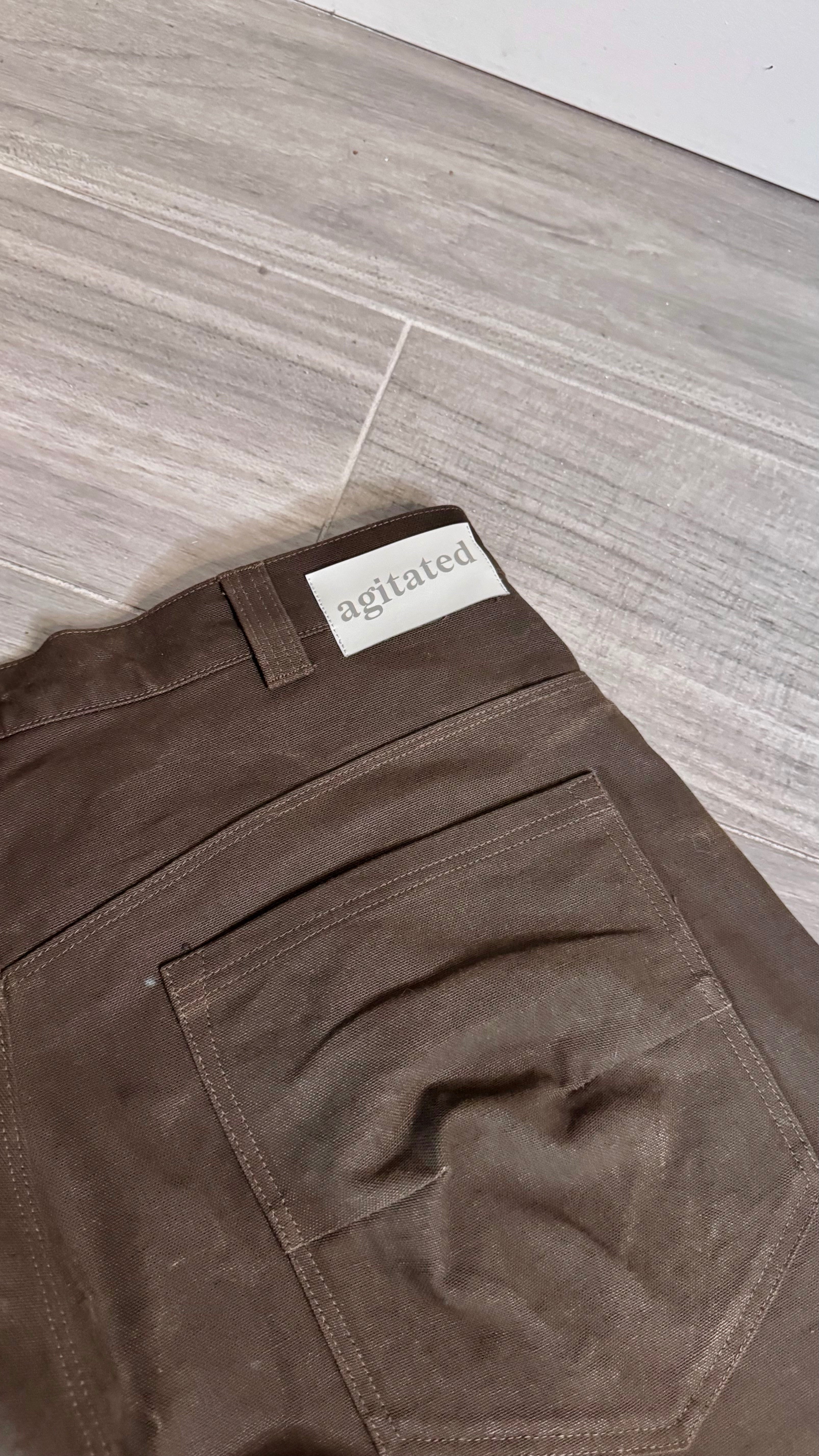 Canvas Wide Leg Knee Dart Pants