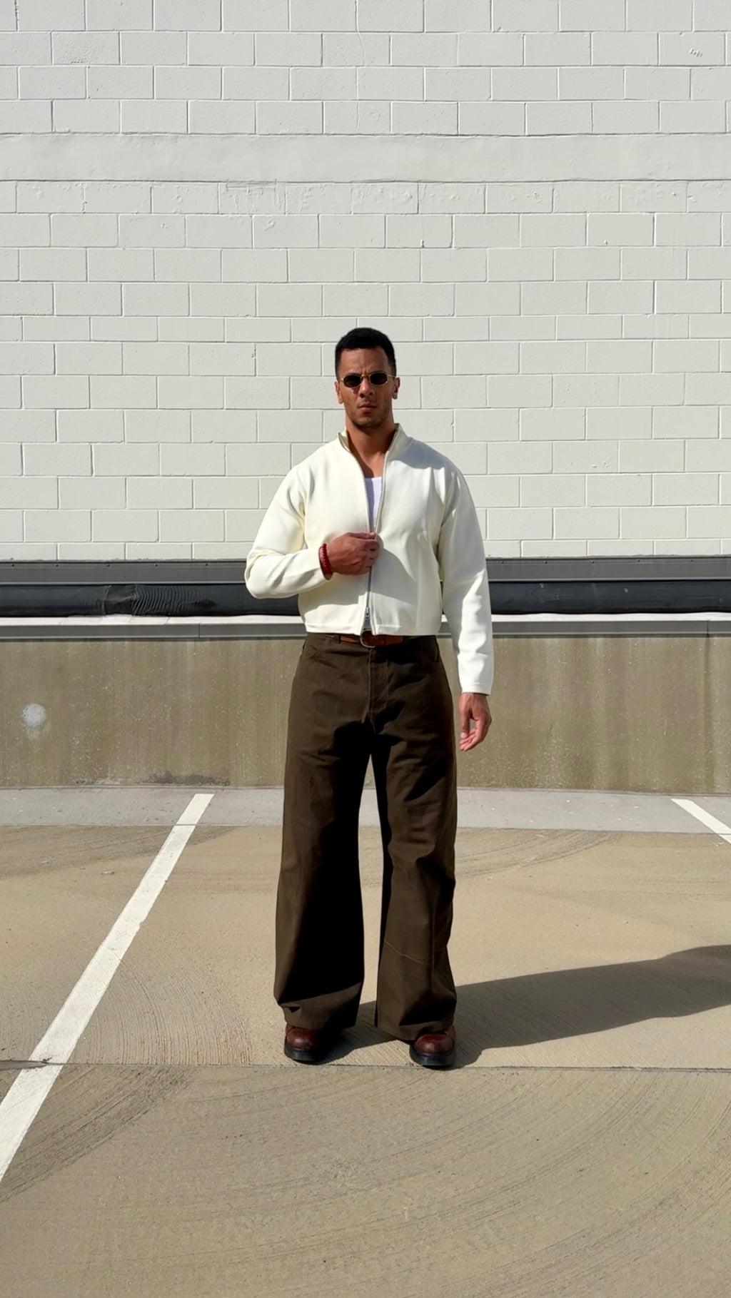 Canvas Wide Leg Knee Dart Pants