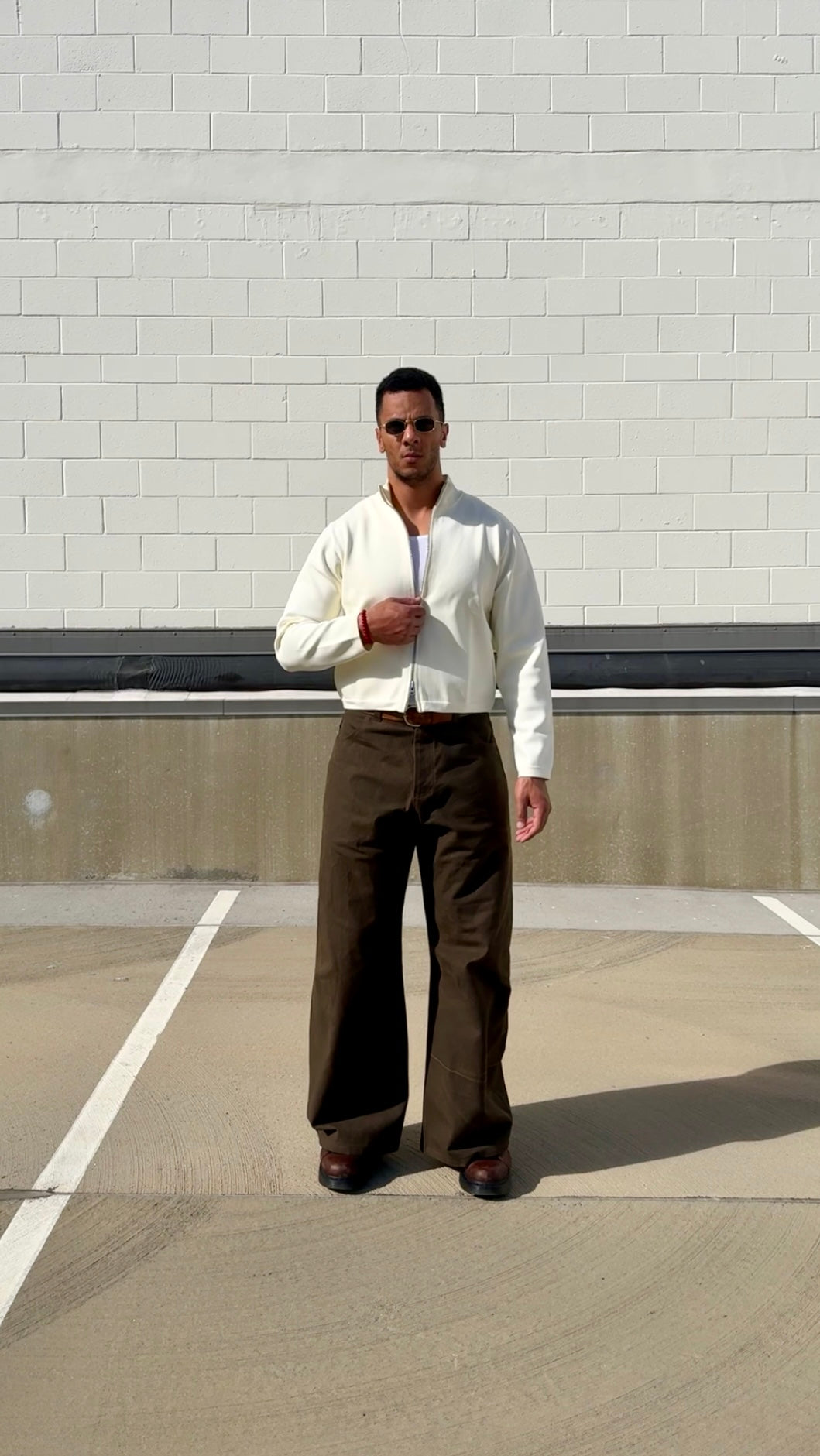 Canvas Wide Leg Knee Dart Pants