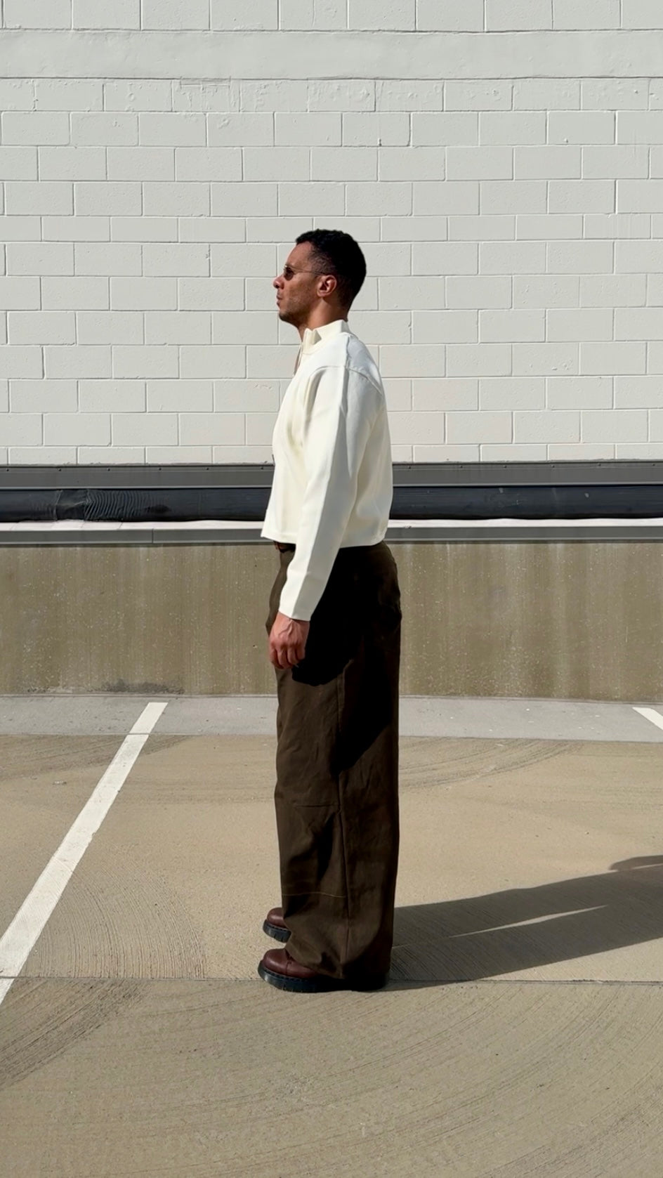 Canvas Wide Leg Knee Dart Pants