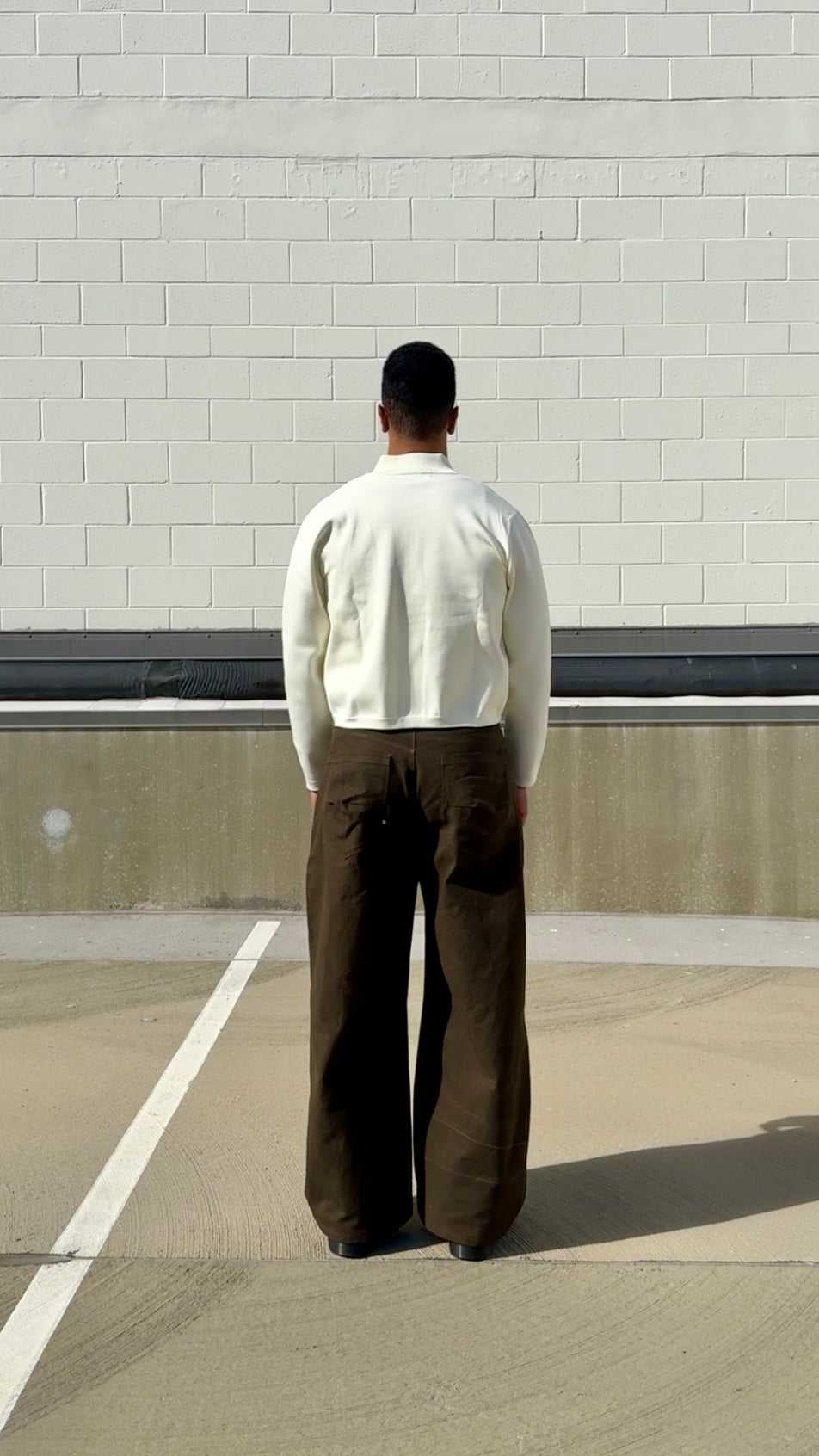 Canvas Wide Leg Knee Dart Pants