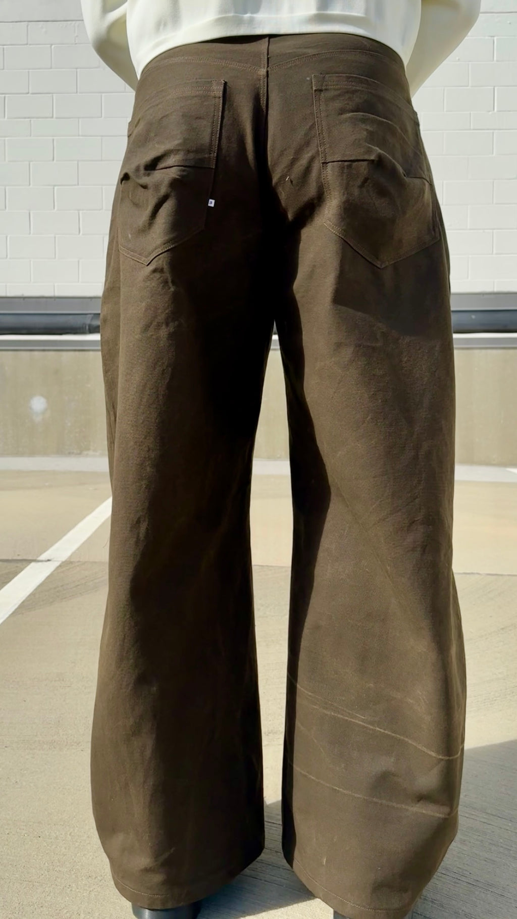 Canvas Wide Leg Knee Dart Pants