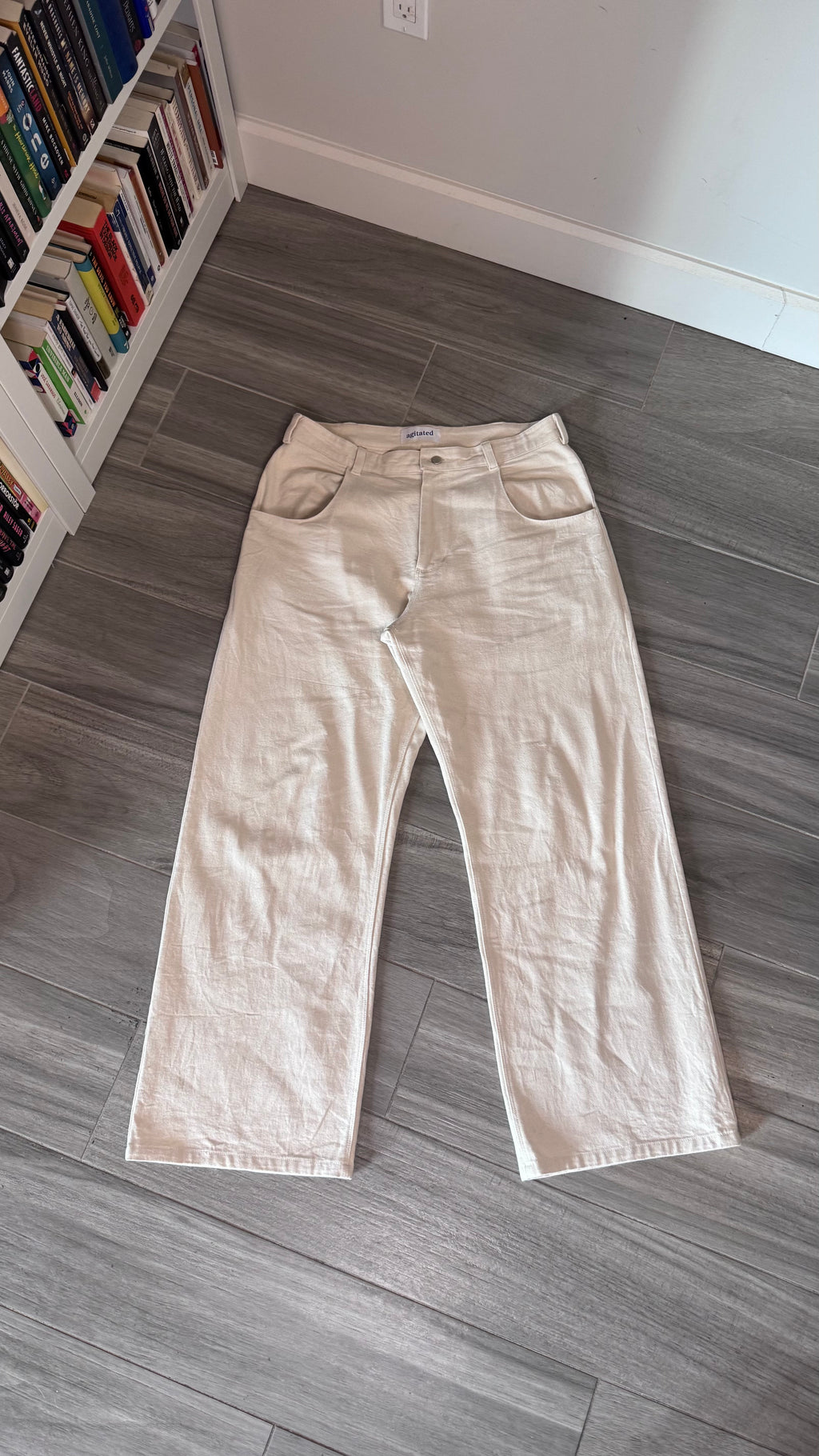 Cream Cowboy Cut Jeans