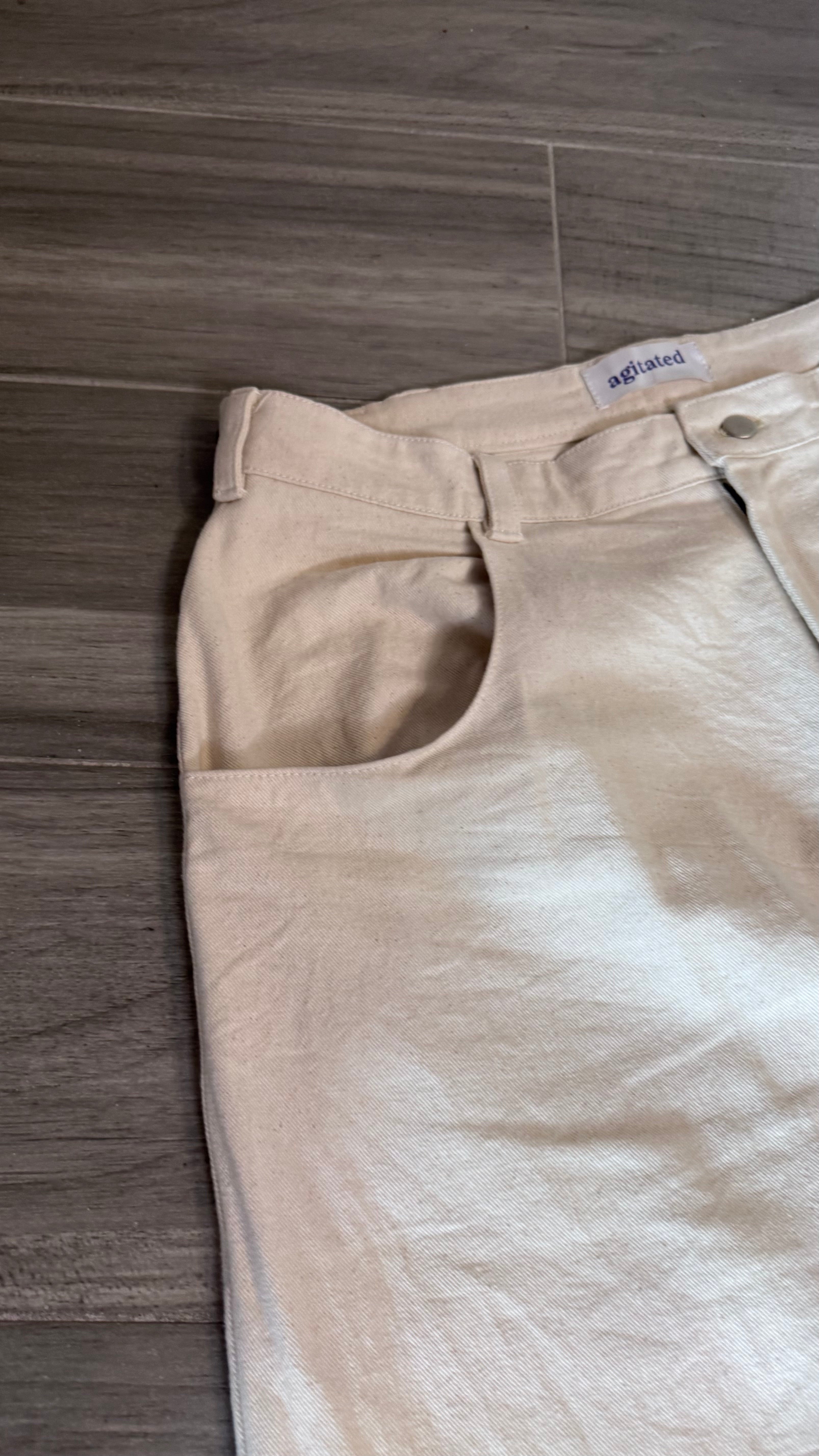 Cream Cowboy Cut Jeans