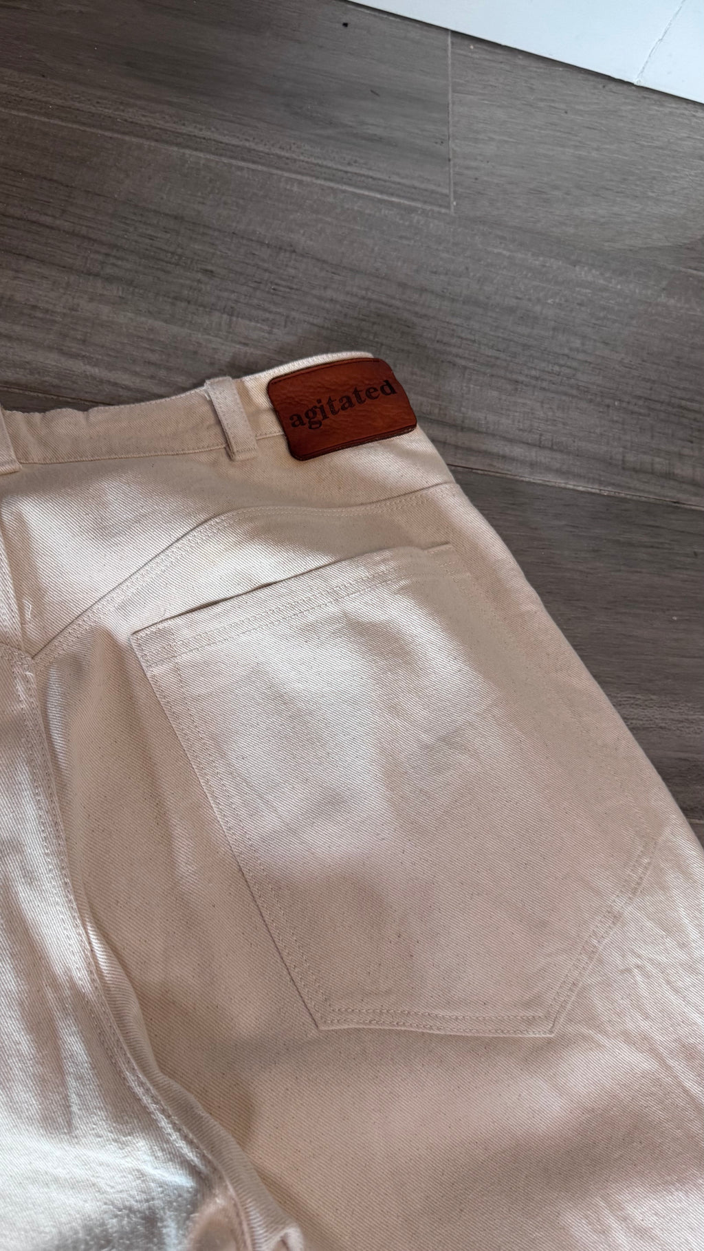 Cream Cowboy Cut Jeans