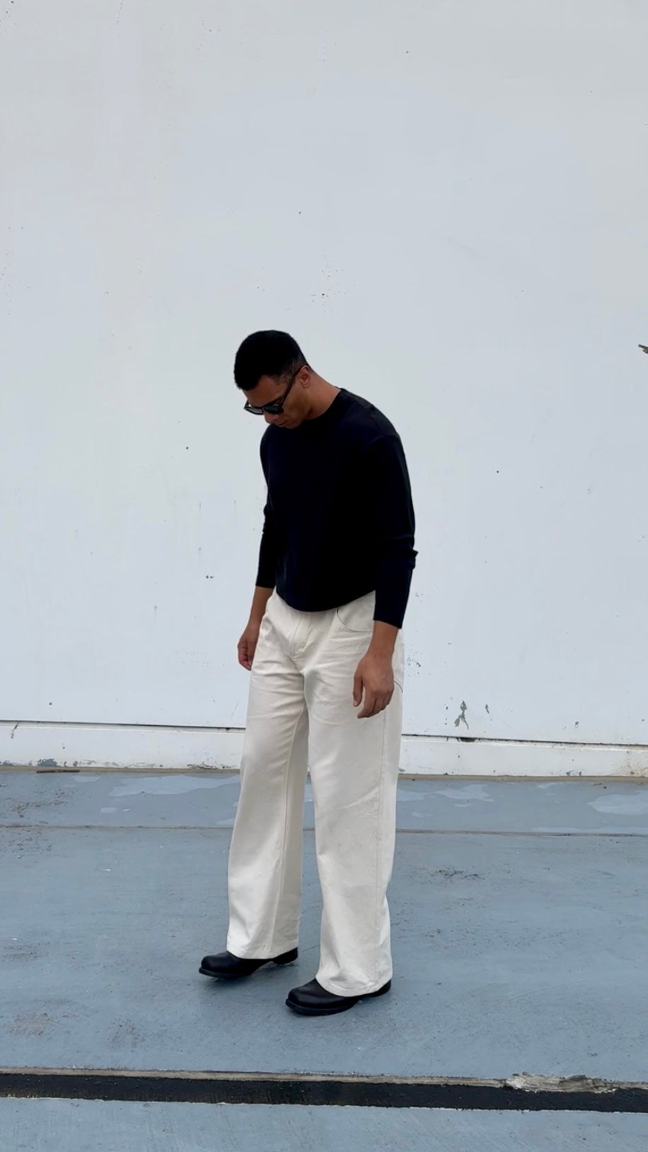 Cream Cowboy Cut Jeans