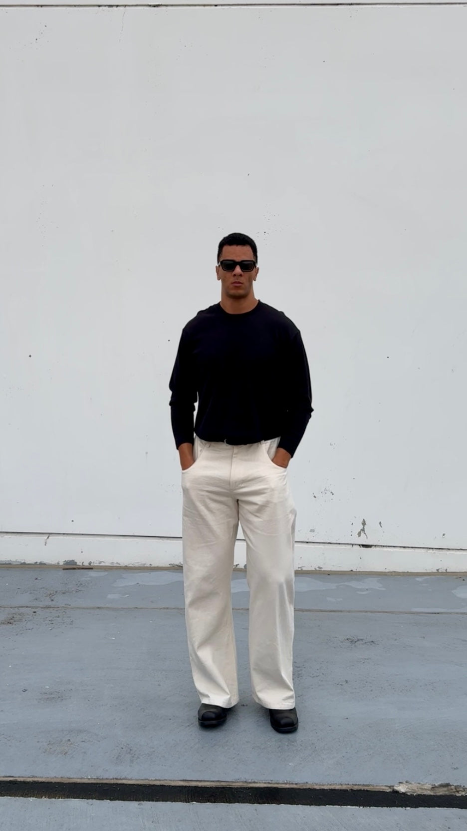 Cream Cowboy Cut Jeans