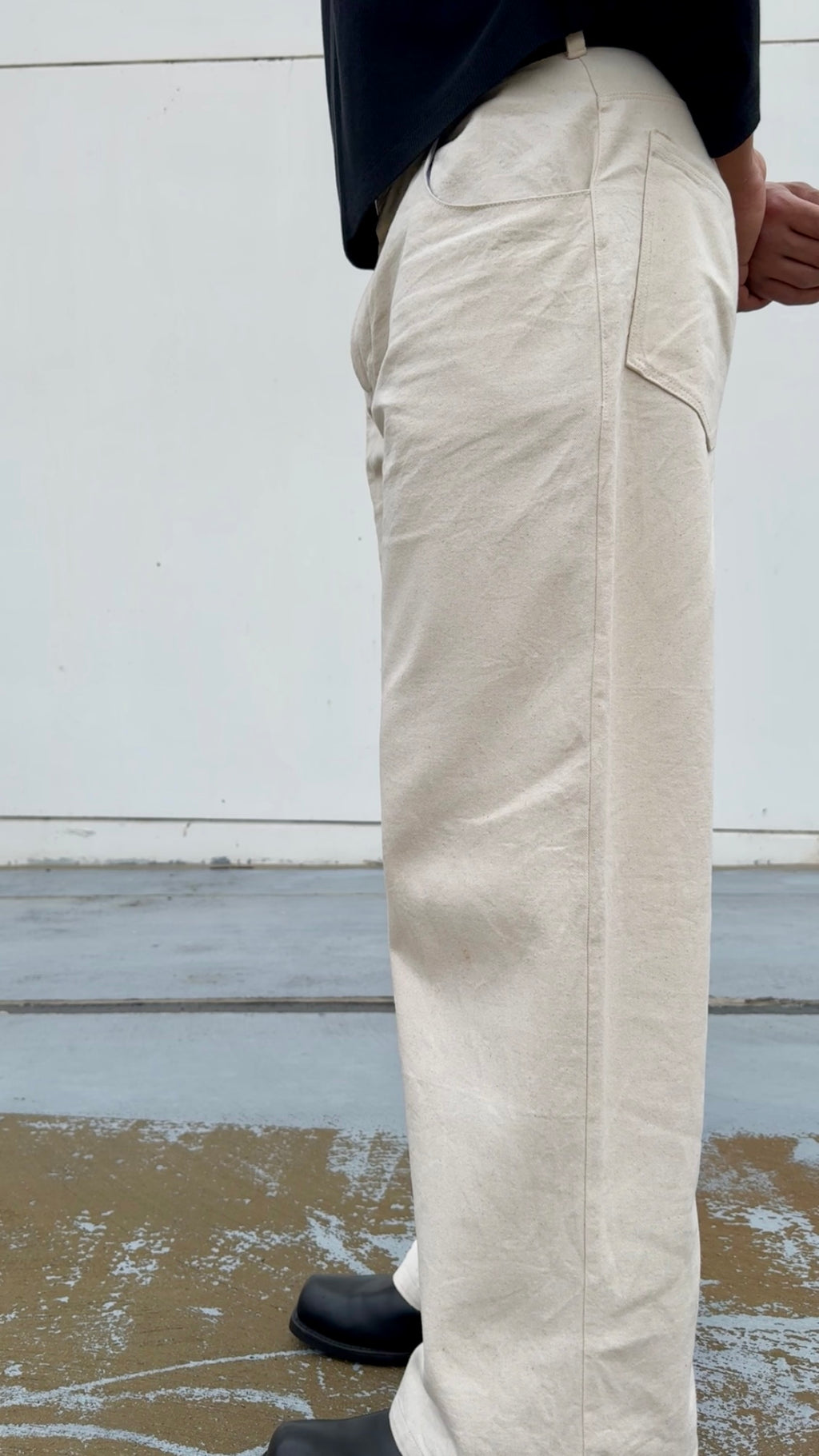 Cream Cowboy Cut Jeans