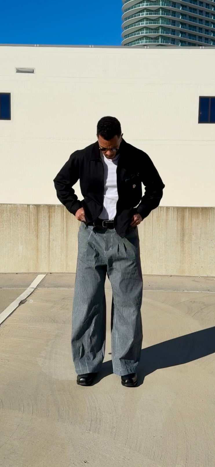 Pinstripe Double Pleated Pants