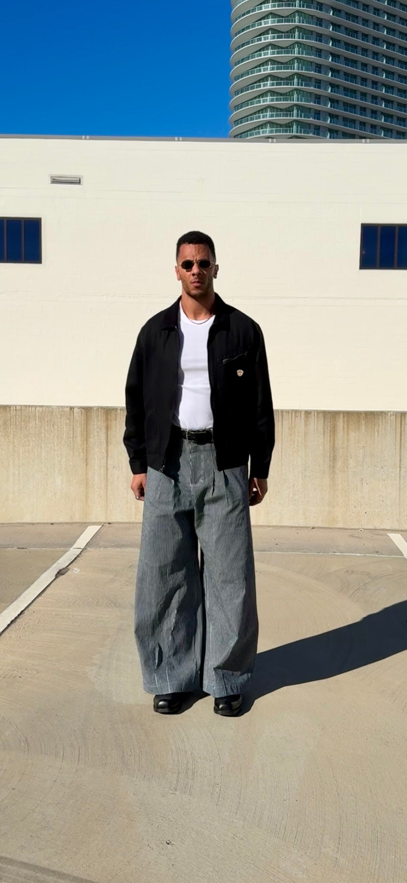 Pinstripe Double Pleated Pants