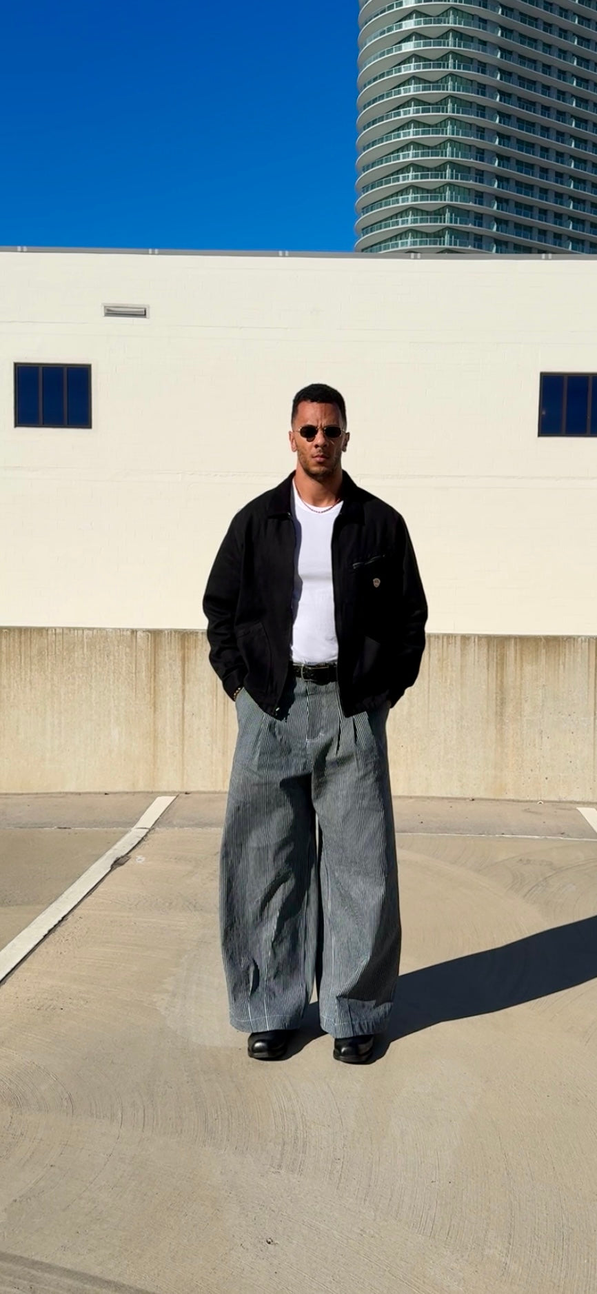 Pinstripe Double Pleated Pants