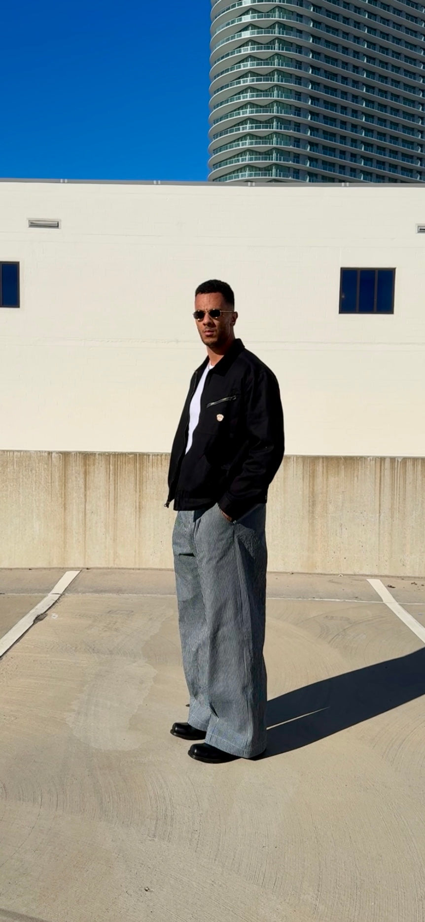 Pinstripe Double Pleated Pants