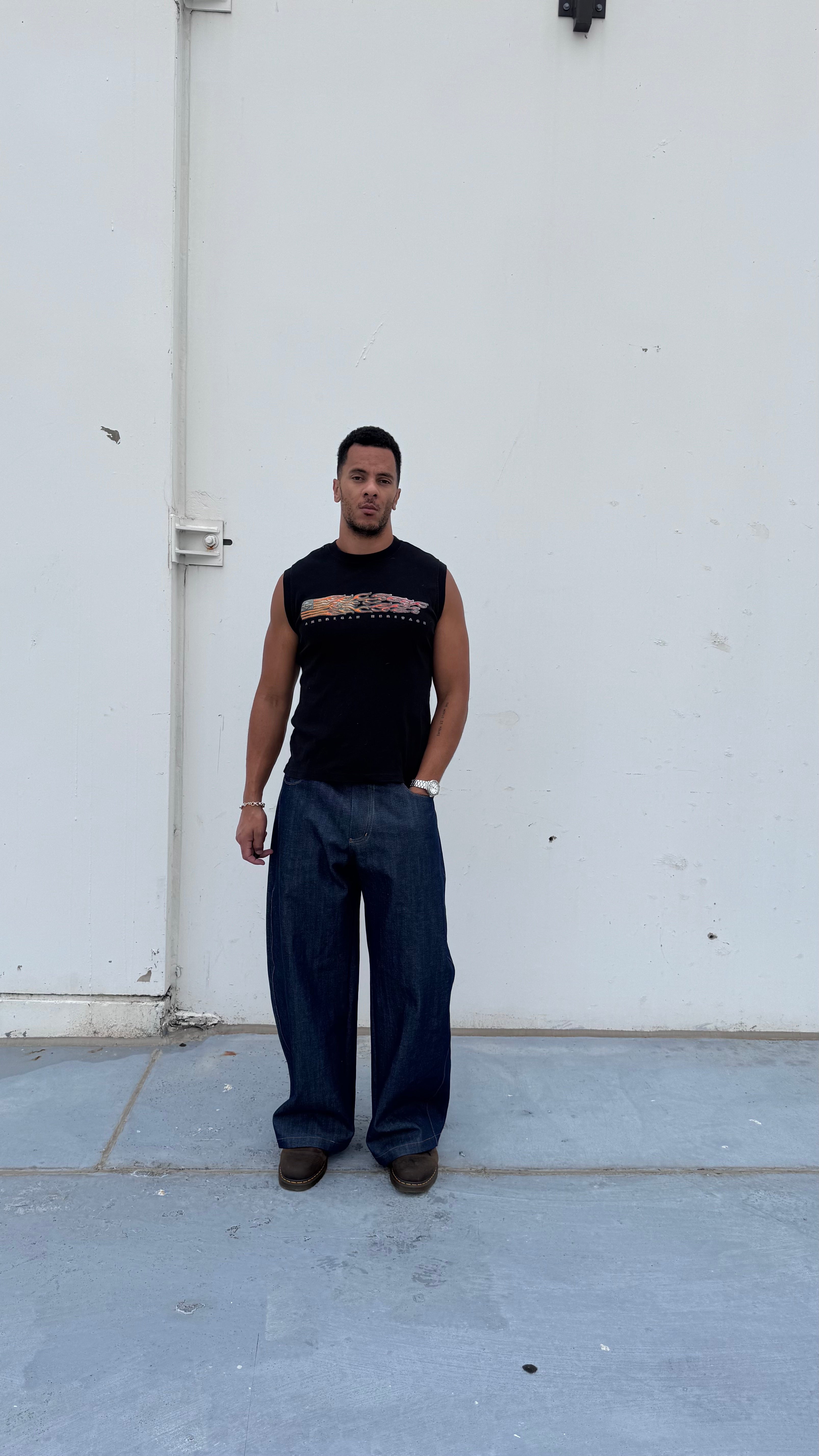 Side Panel Baggy Denim Jeans