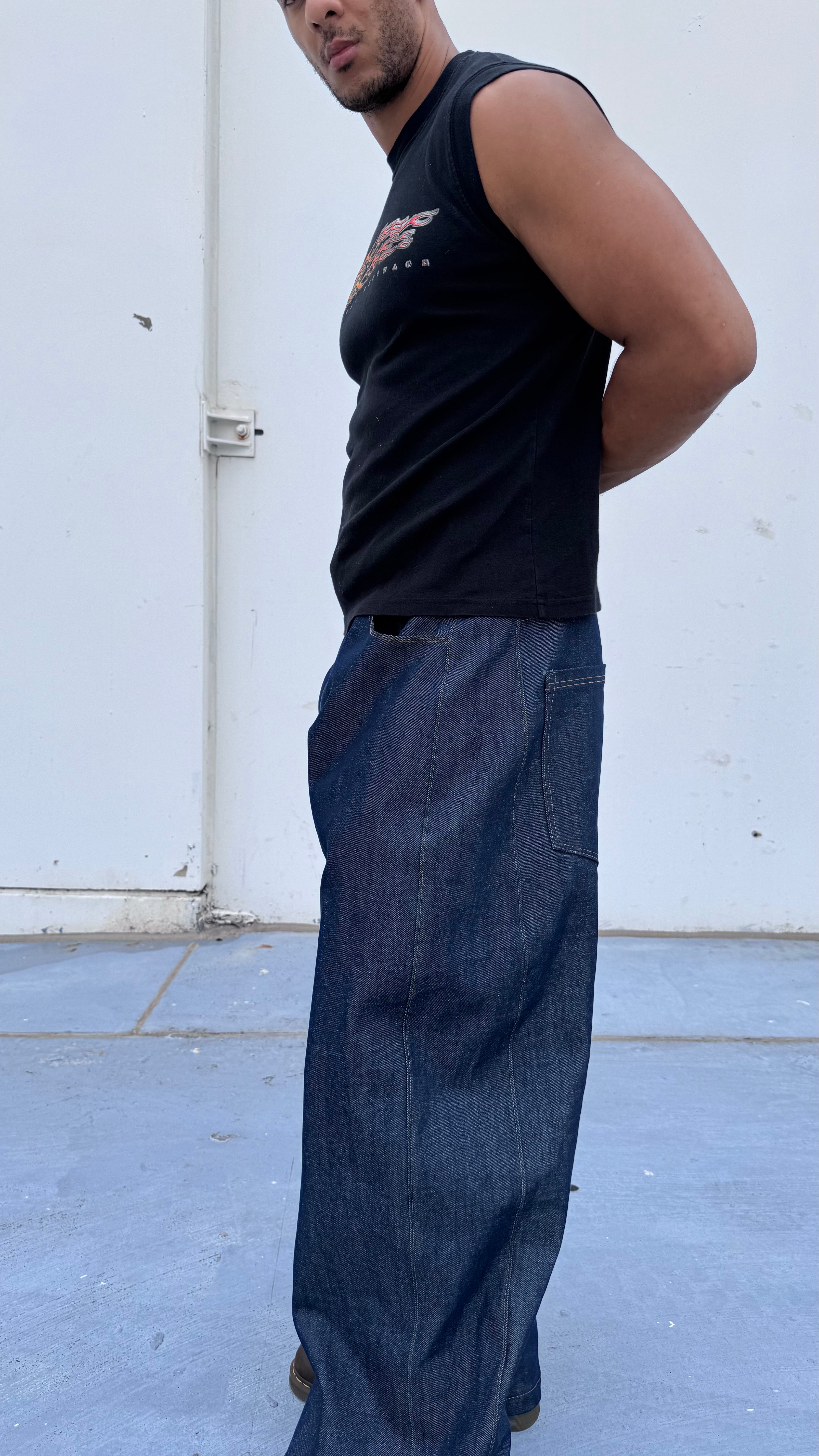 Side Panel Baggy Denim Jeans