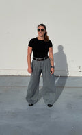 Pinstripe Double Pleated Pants - Womens