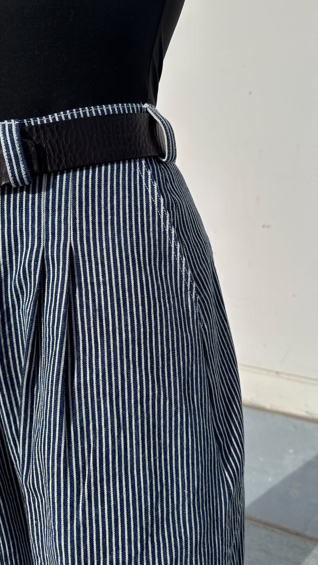 Pinstripe Double Pleated Pants - Womens