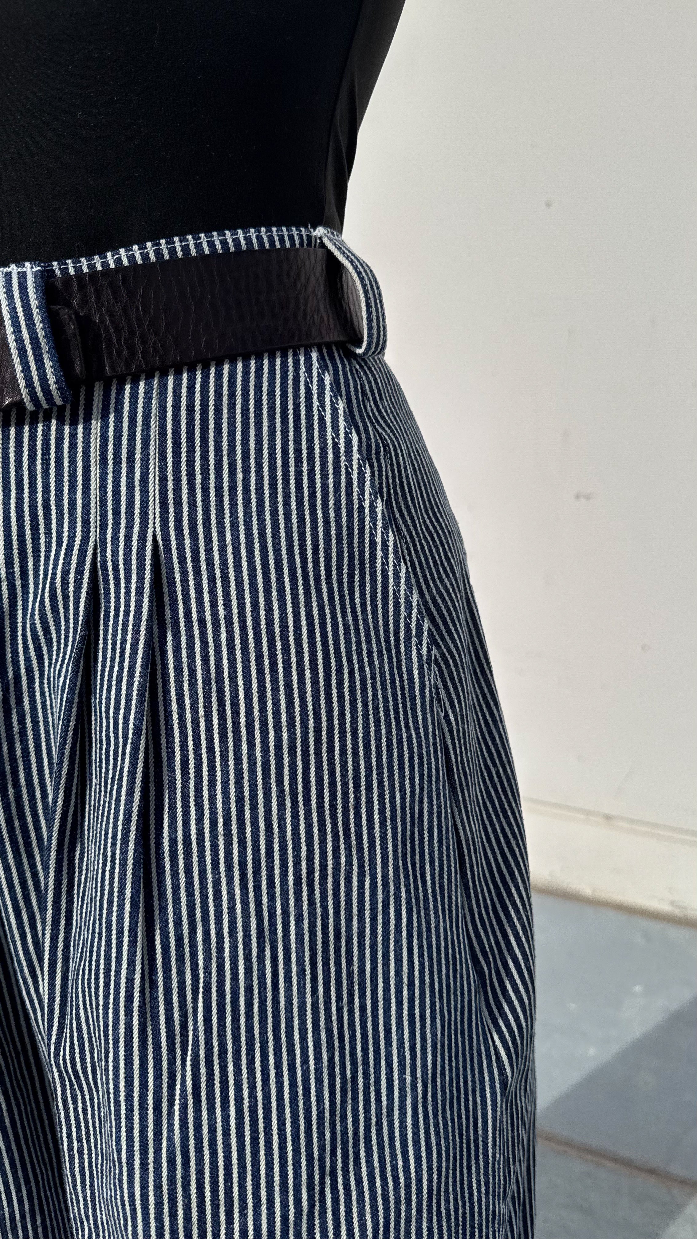 Pinstripe Double Pleated Pants - Womens