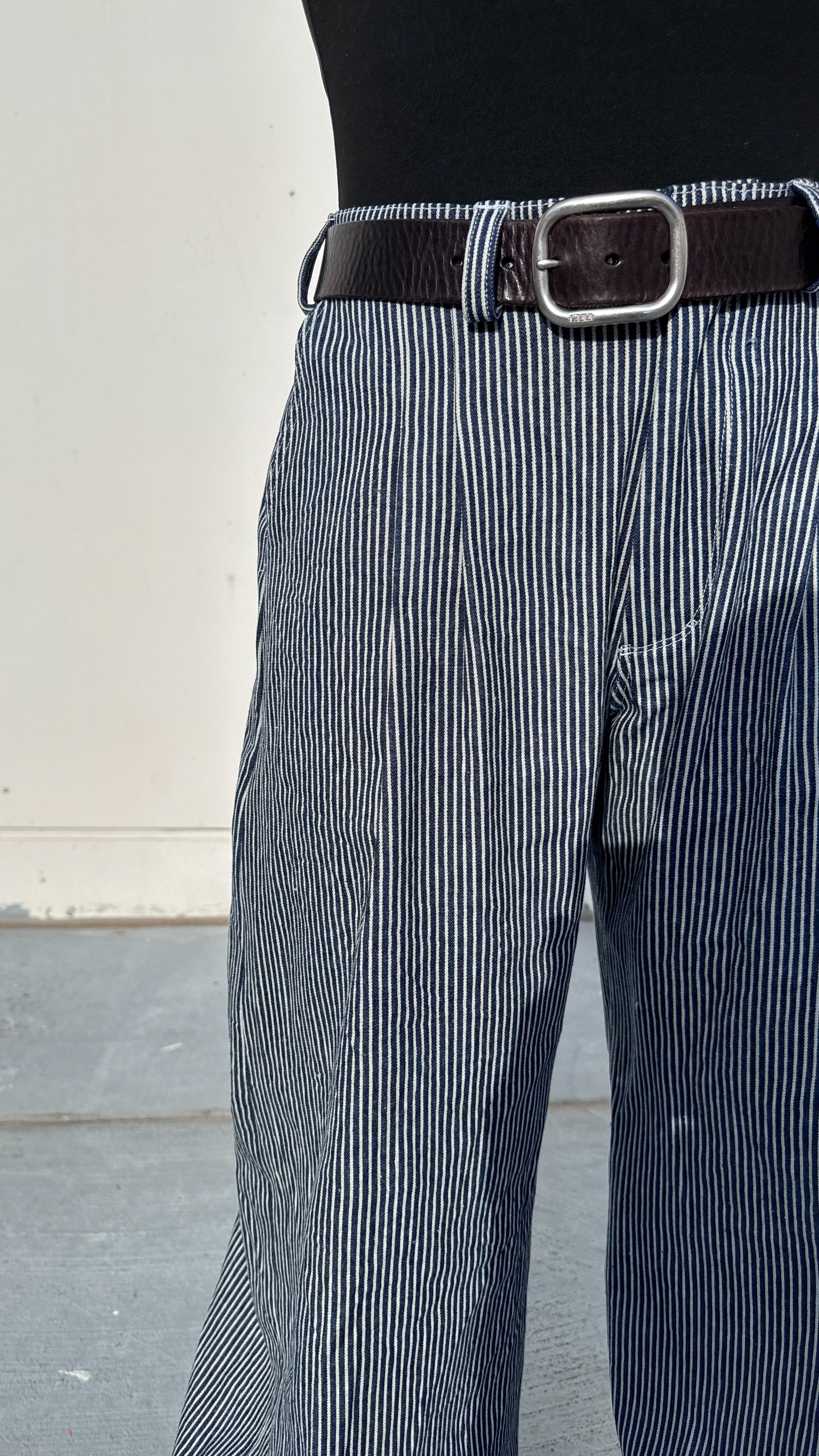 Pinstripe Double Pleated Pants - Womens